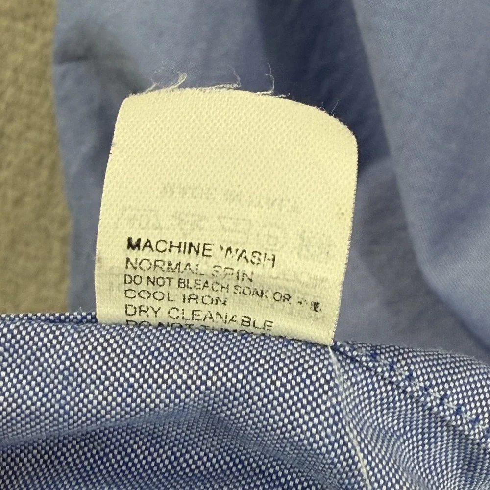 ETRO Chest Logo Mandarin Blade Collar Dress Shirt 41 Blue Contrast Cuffs Italy